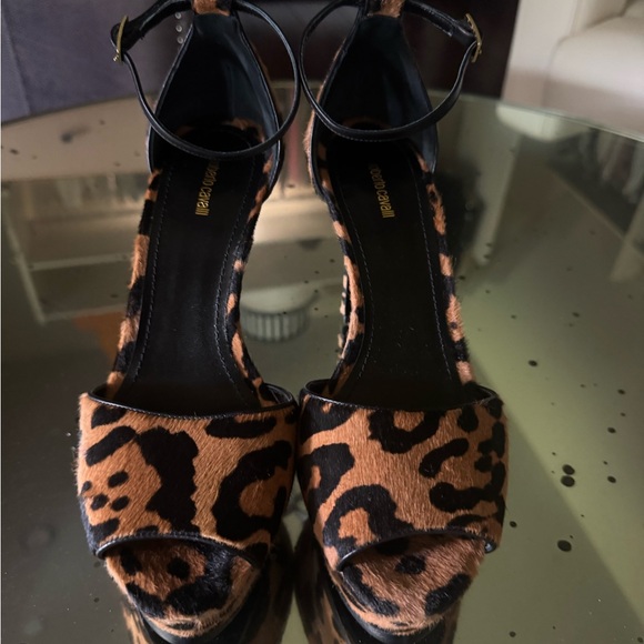 Roberto Cavalli Black and Brown Platform Sandals - Picture 1 of 4